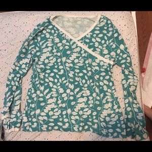 Garnet Hill Leaf Print Pajama Set size L